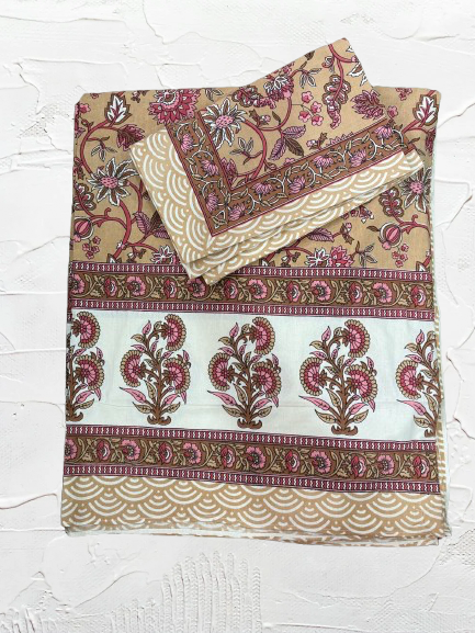 Jaipur pure cotton 93x108 double bedsheet with pillow cover