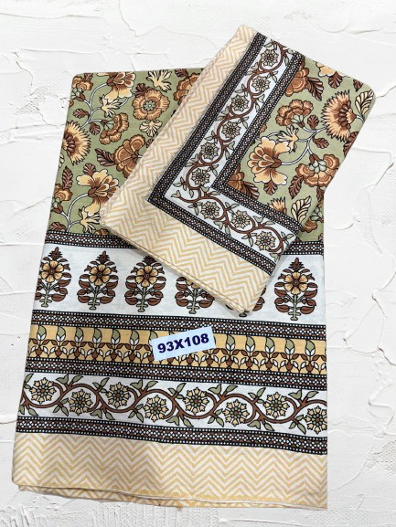 Jaipur pure cotton 93x108 double bedsheet with pillow cover