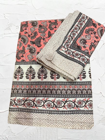 Jaipur pure cotton 93x108 double bedsheet with pillow cover