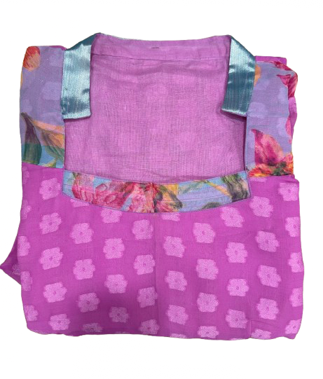 Cotton muslin printed pink kurti