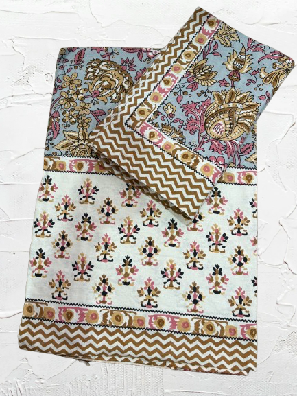 Jaipur pure cotton 93x108 double bedsheet with pillow cover