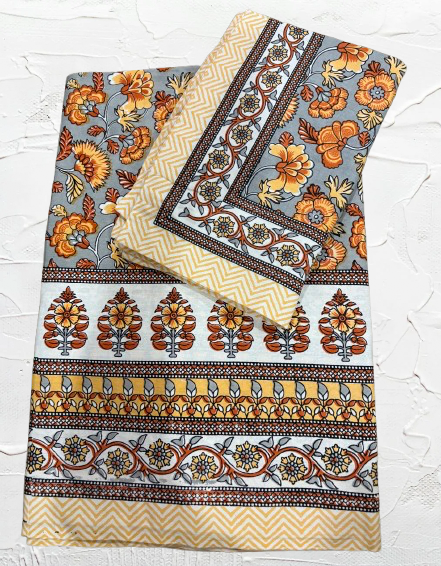 Jaipur pure cotton 93x108 double bedsheet with pillow cover