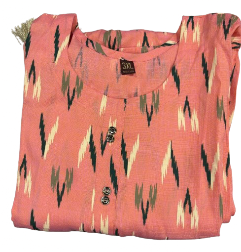 Pure Cotton Printed Peach Kurti