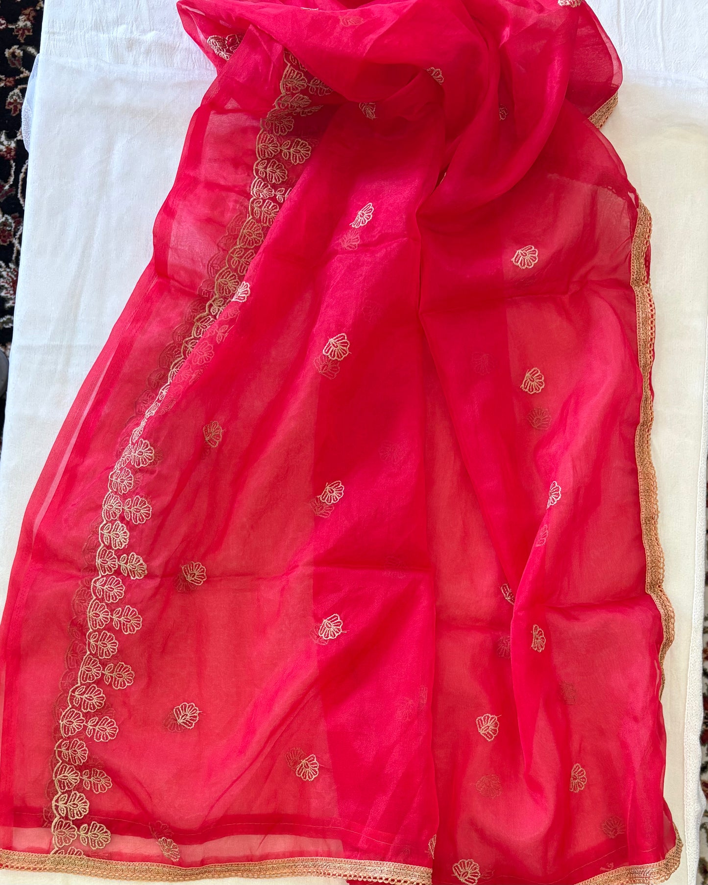 Organza Tissue Red Dupatta
