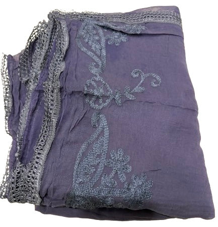 Soft Chiffon 2.25m full embroidered lace border single tone dupatta