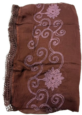 Soft Chiffon 2.25m full embroidered lace border single tone dupatta