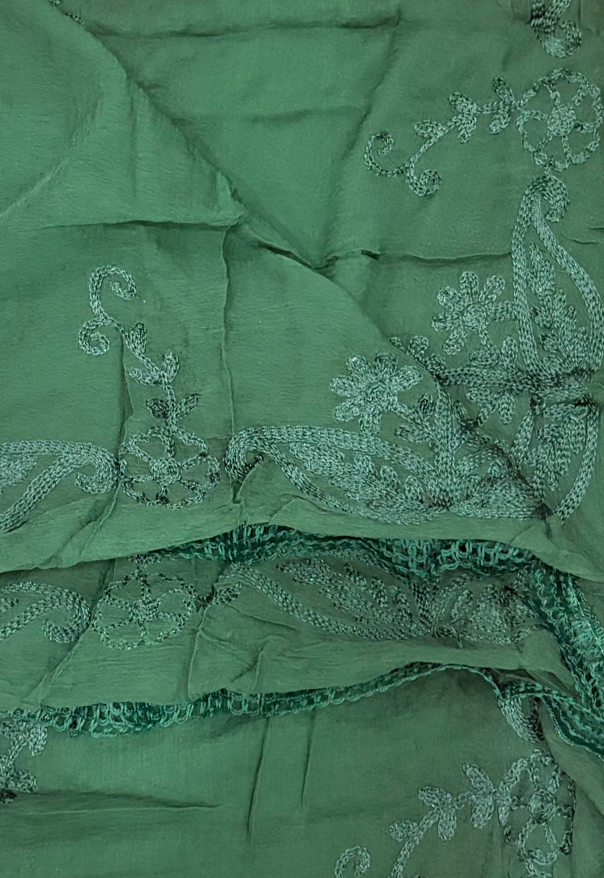 Soft Chiffon 2.25m full embroidered lace border single tone dupatta