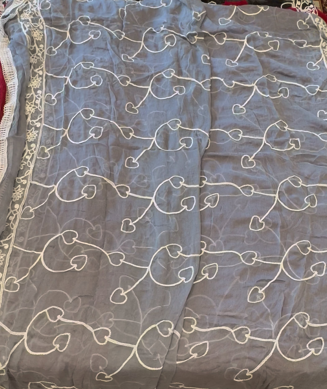 Nazneen chiffon 2.25m full embroidered dupatta