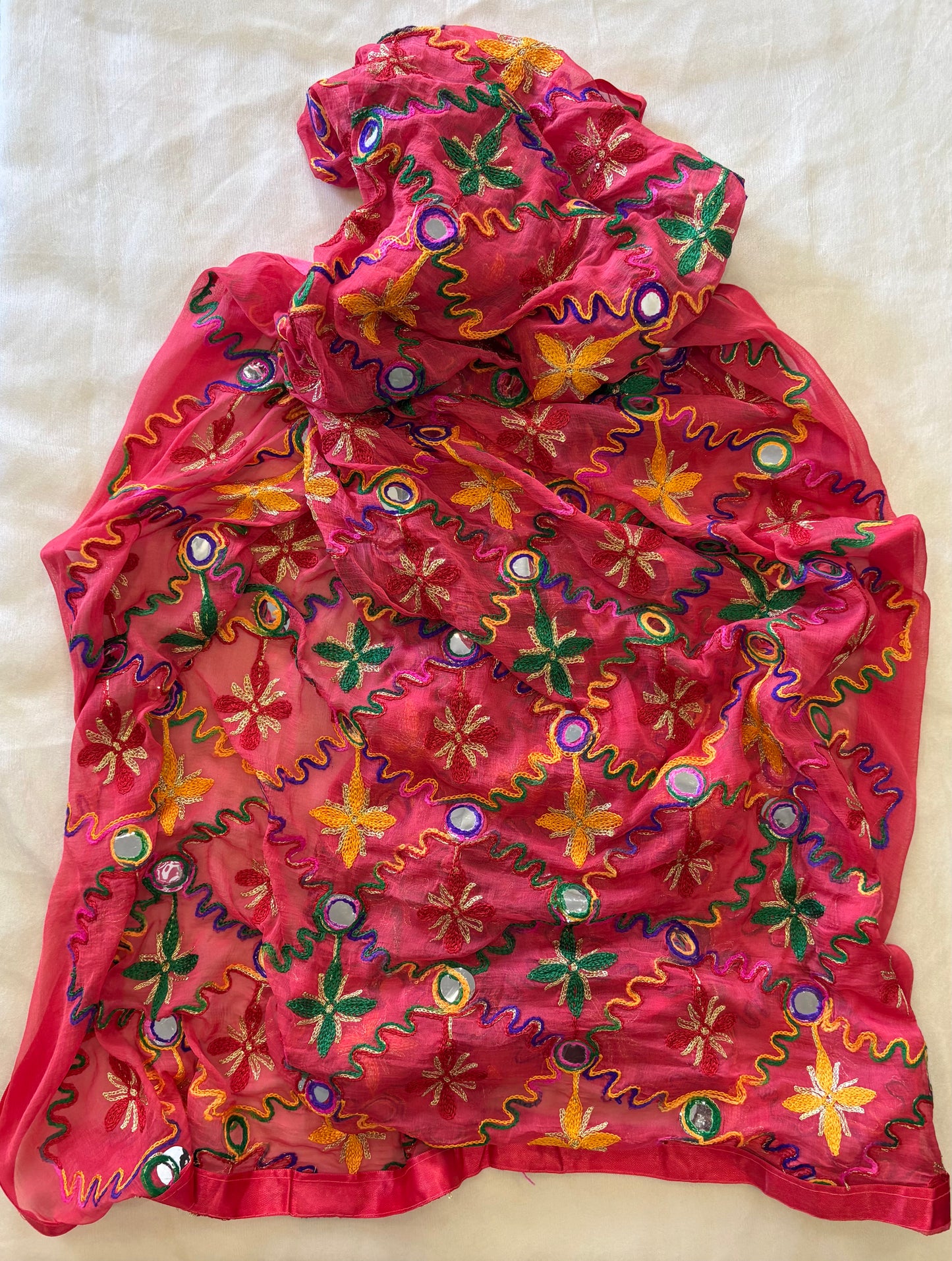 Soft Chiffon Full embroidered thread and mirror work Dupatta