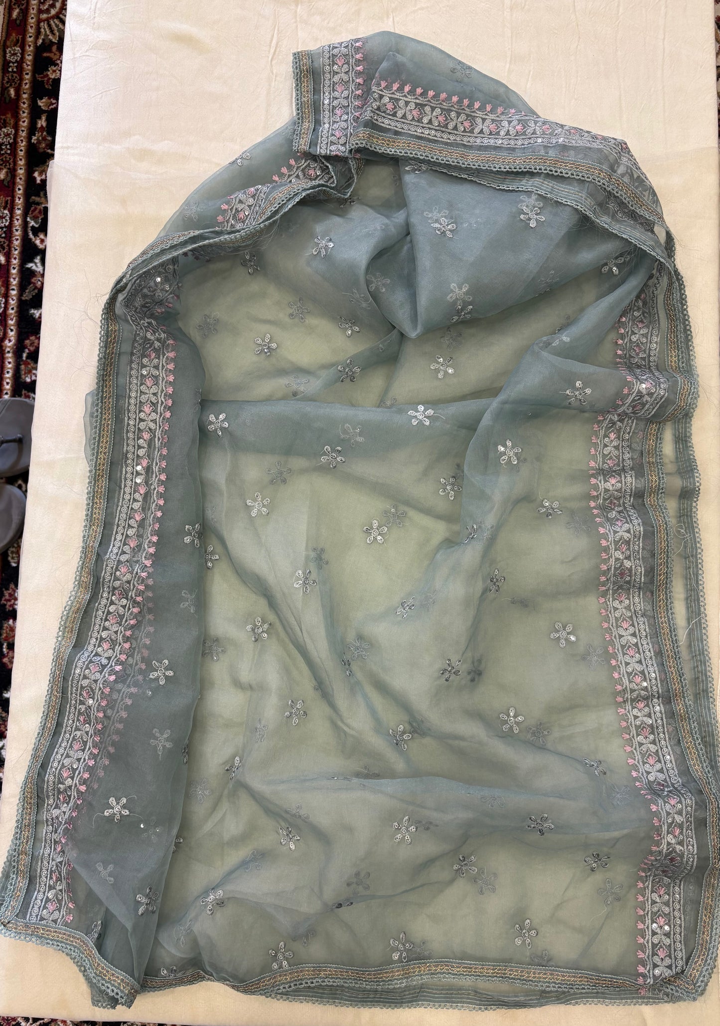 Organza Tissue Zenith Blue Dupatta