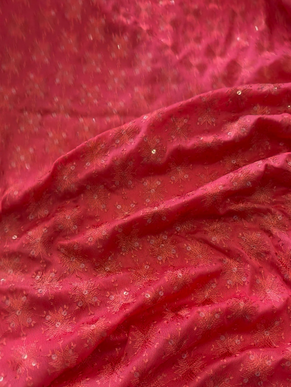 Soft Chiffon full sequinned and embroidered 2.25m wide Phulkari dupatta
