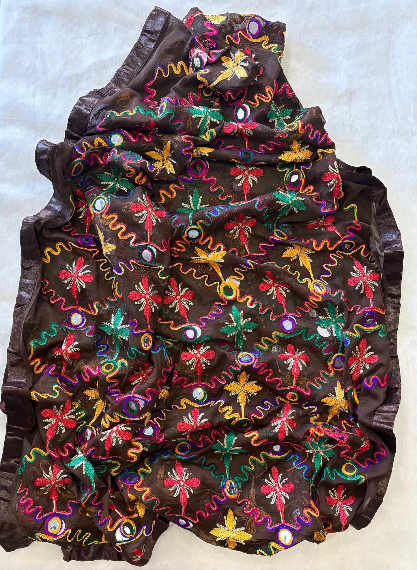 Soft Chiffon Full embroidered thread and mirror work Dupatta