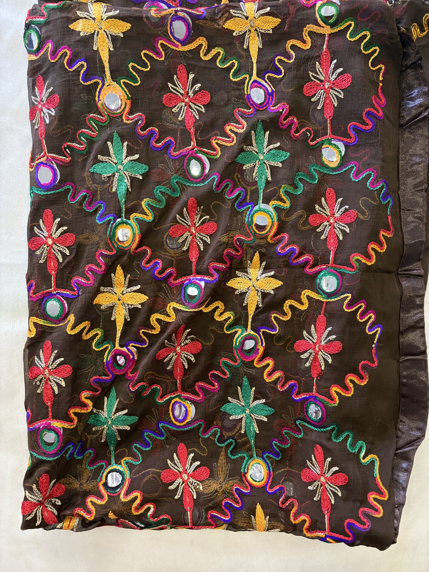 Soft Chiffon Full embroidered thread and mirror work Dupatta