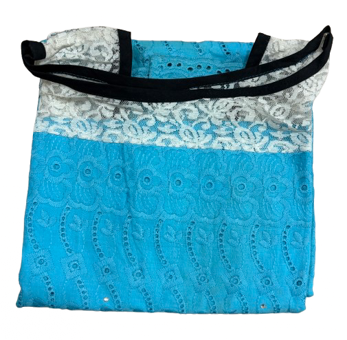 Pure cotton chikan embroidered sky blue sleeveless kurti