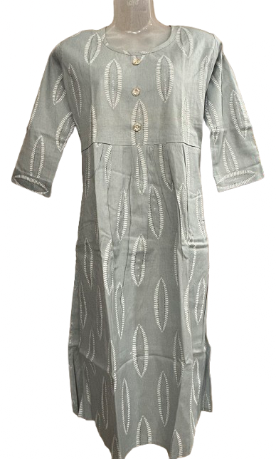Pure cotton gray printed kurti