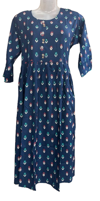 Pure Cotton Printed Blue Kurti