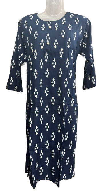 Pure Cotton Printed Blue Kurti
