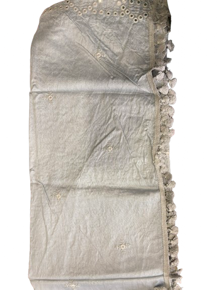 Cotton silk embroidered mirror work gray dupatta