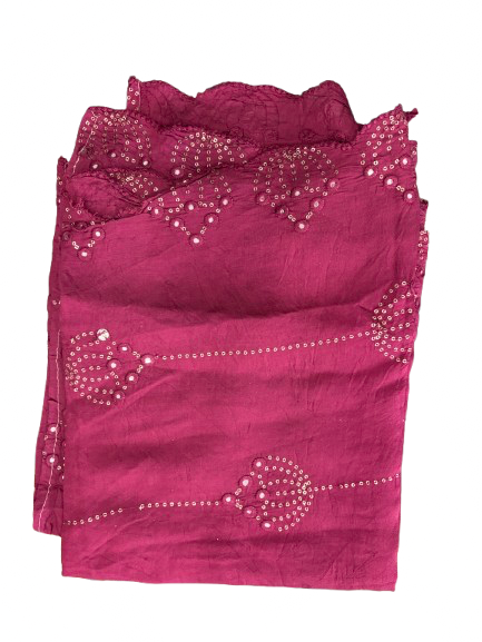 Cotton silk sequinned cut work maroon dupatta