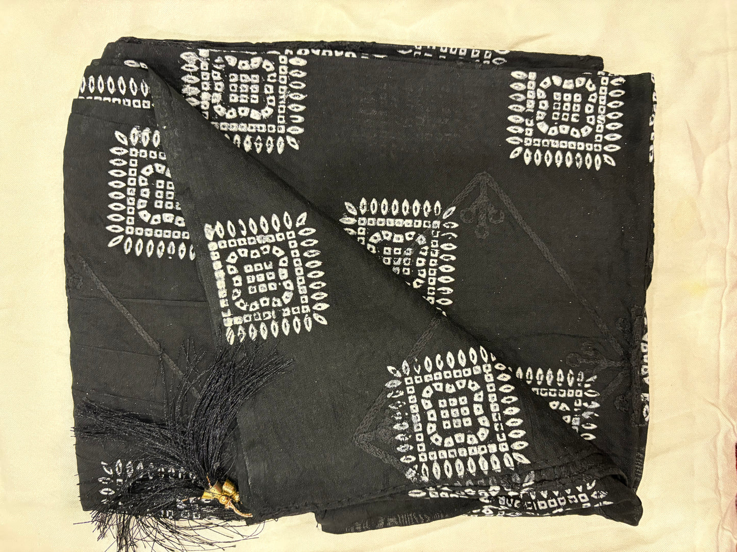 Cotton silk beautiful wide 2.25 rubber work and embroidered women dupatta with tassel