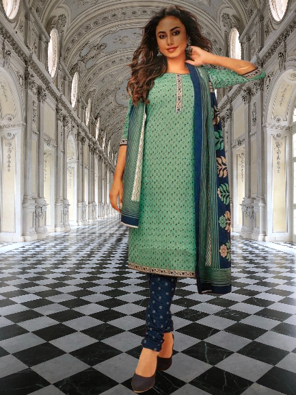 Pure cotton printed unstitched 3 piece suit set