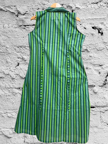 Pure Cotton A-Line Green Printed Kurti