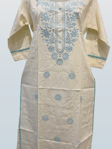 Pure thick cotton Lucknowi Chikan Printed Kurti
