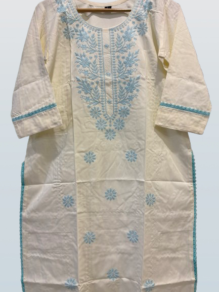 Pure thick cotton Lucknowi Chikan Printed Kurti