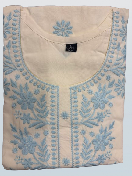 Pure thick cotton Lucknowi Chikan Printed Kurti