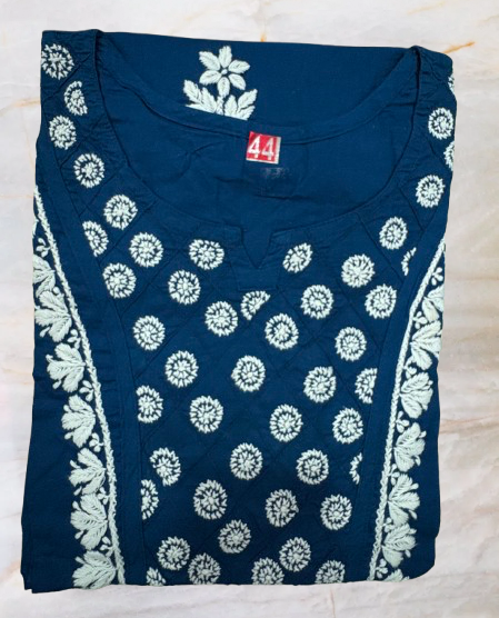 Pure Cotton Hand Embroidered Lucknowi Chikan Kurti