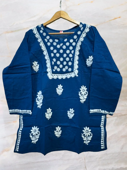 Pure Cotton Hand Embroidered Lucknowi Chikan Kurti