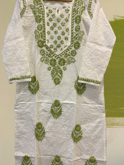 Pure Cotton Hand Embroidered Lucknowi Chikan Kurti