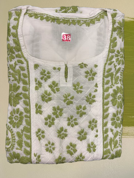 Pure Cotton Hand Embroidered Lucknowi Chikan Kurti