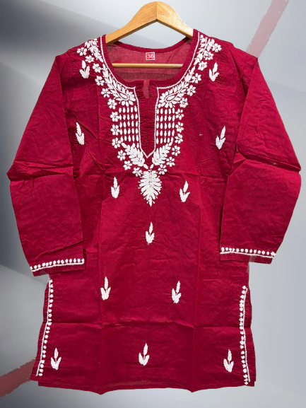 Pure Cotton Hand Embroidered Lucknowi Chikan Kurti