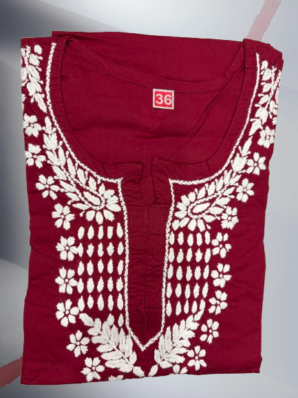 Pure Cotton Hand Embroidered Lucknowi Chikan Kurti