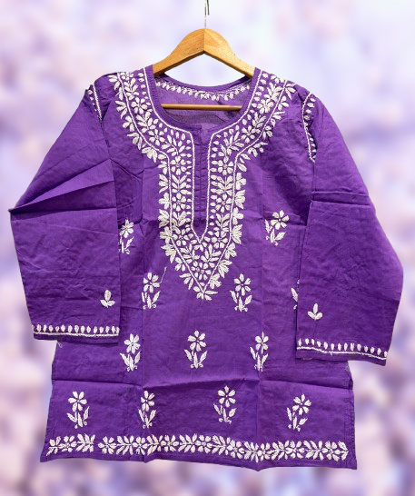 Pure Cotton Hand Embroidered Lucknowi Chikan Kurti