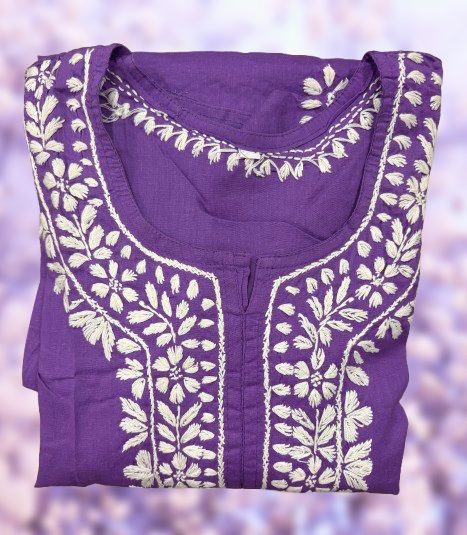 Pure Cotton Hand Embroidered Lucknowi Chikan Kurti