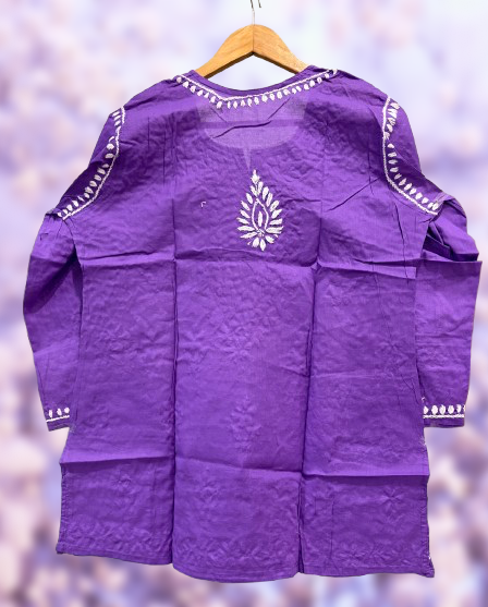 Pure Cotton Hand Embroidered Lucknowi Chikan Kurti