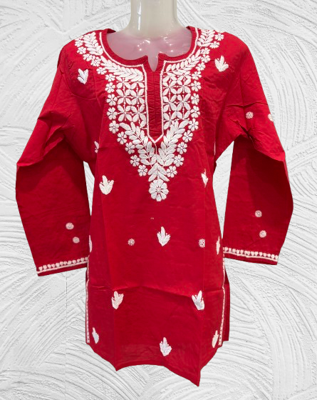 Pure Cotton Hand Embroidered Lucknowi Chikan Kurti
