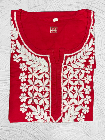 Pure Cotton Hand Embroidered Lucknowi Chikan Kurti