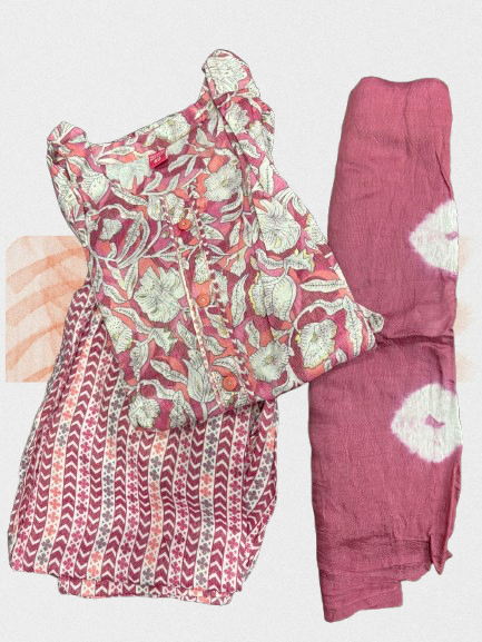 Pure Cotton Printed Kurti Salwar and Dupatta Set