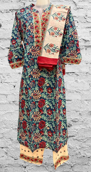 Pure Cotton Printed Kurti Pant Dupatta Set