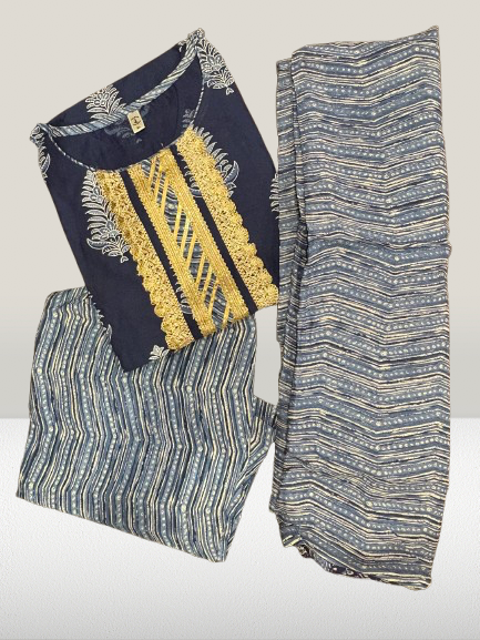 Pure Cotton Kurti Pant and Dupatta Set