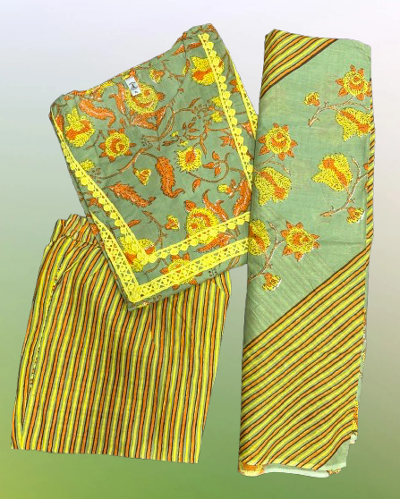 Pure Cotton Printed Kurta Pant and Dupatta Set