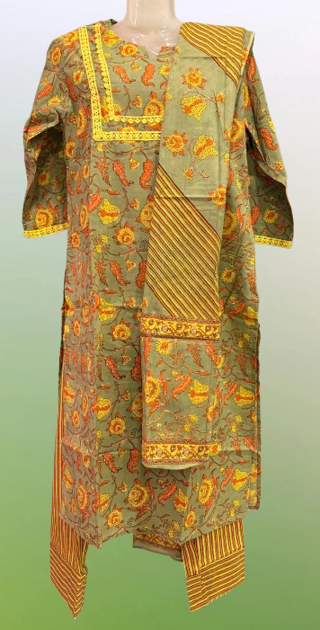 Pure Cotton Printed Kurta Pant and Dupatta Set