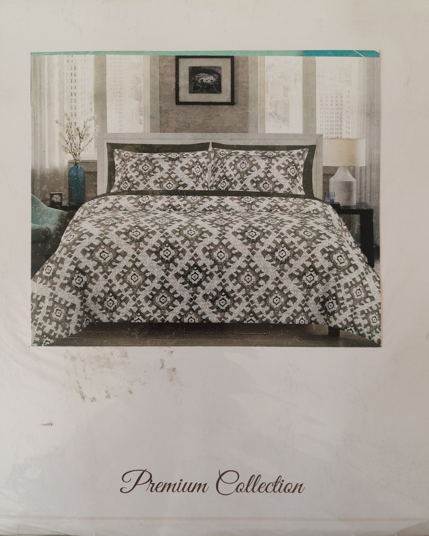 Fitted Ollive pure cotton 220*250cm double bedsheet with 46*62cm pillow cover - Pattern 3