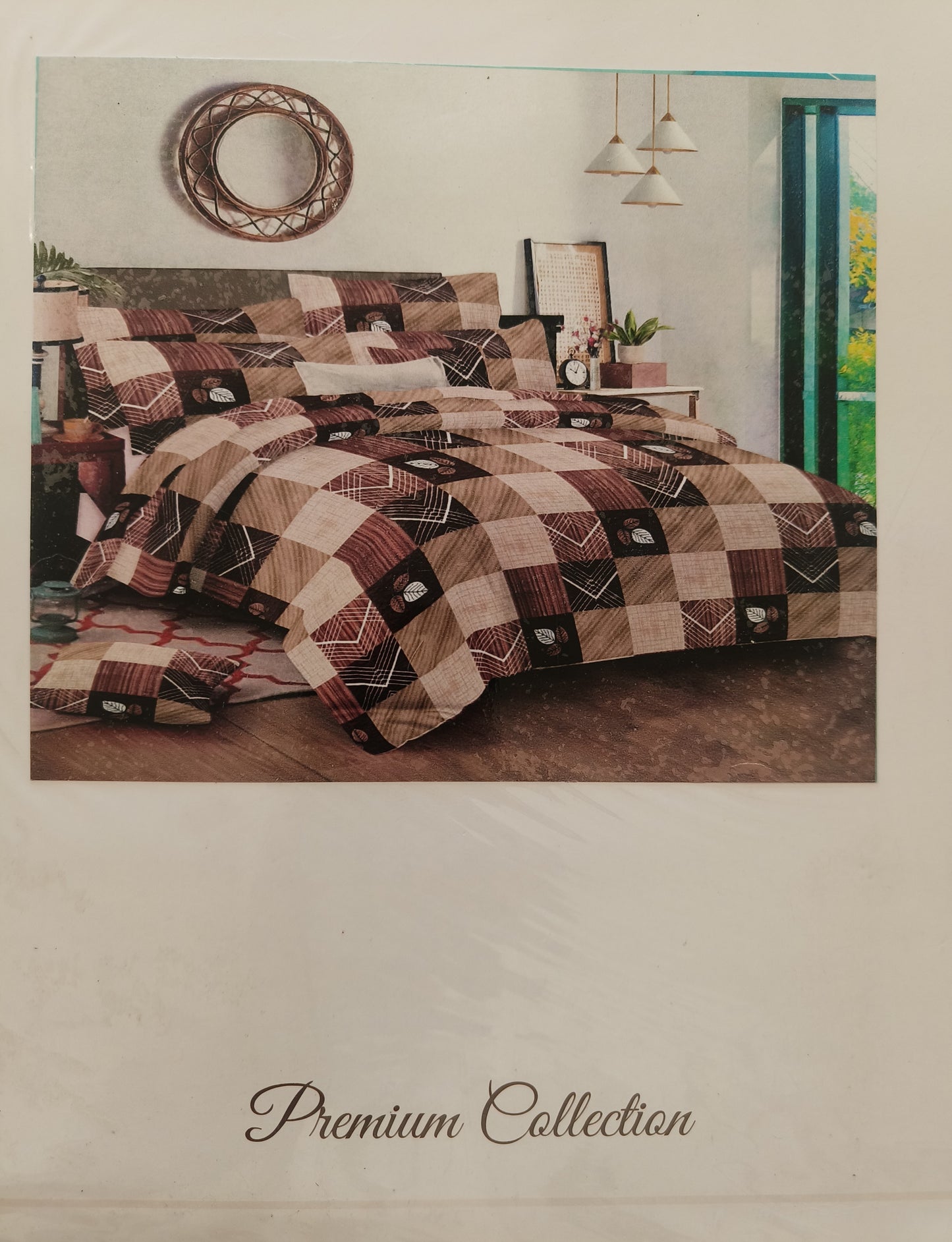 Fitted Ollive pure cotton 220*250cm double bedsheet with 46*62cm pillow cover - Pattern 7