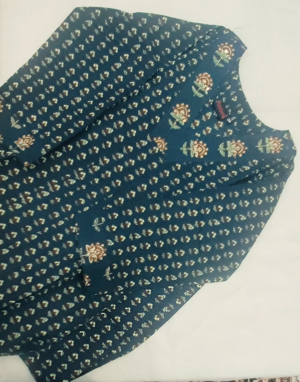 Pure cotton printed sequinned kurti and pant set