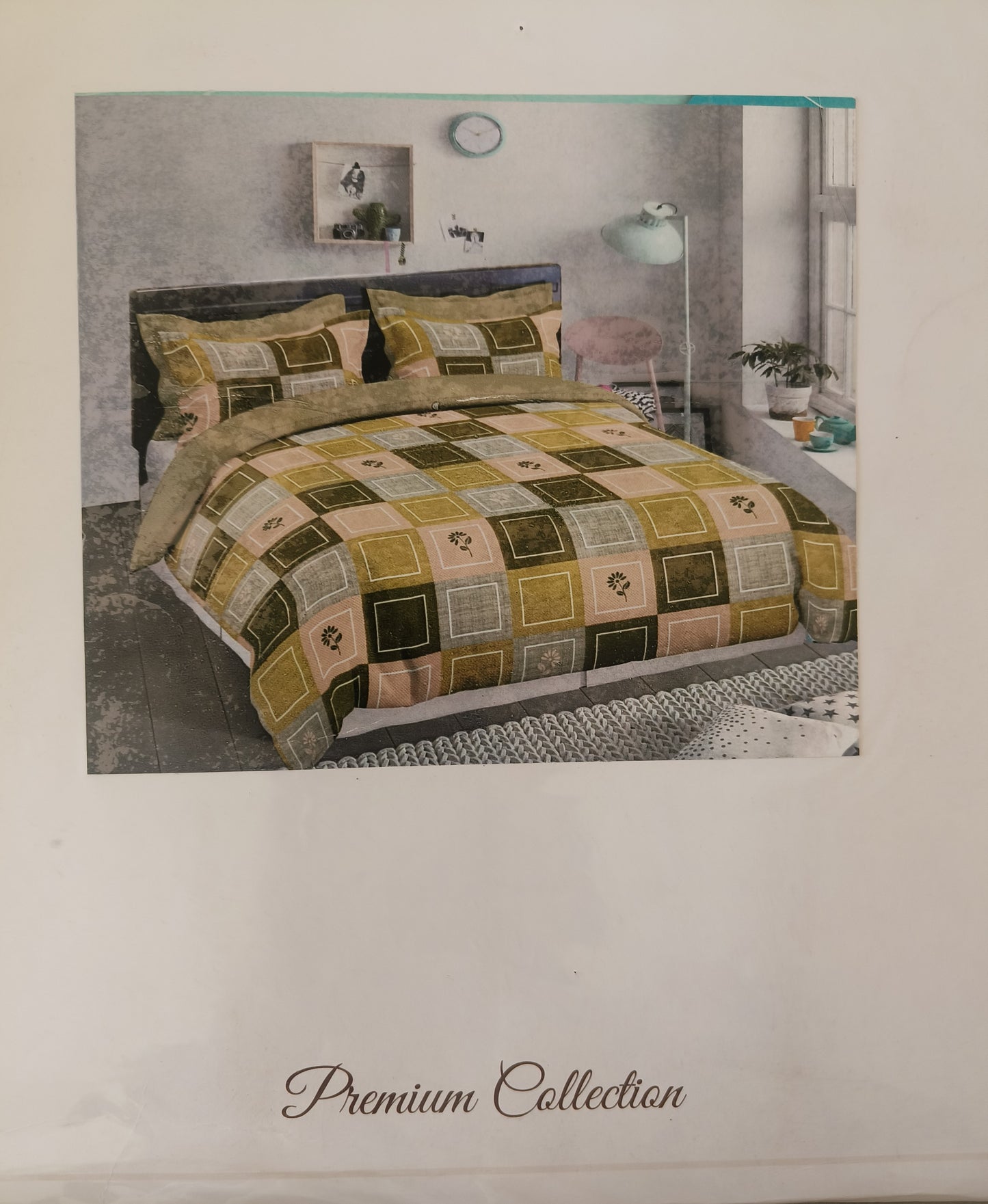 Fitted Ollive pure cotton 220*250cm double bedsheet with 46*62cm pillow cover - Pattern 8
