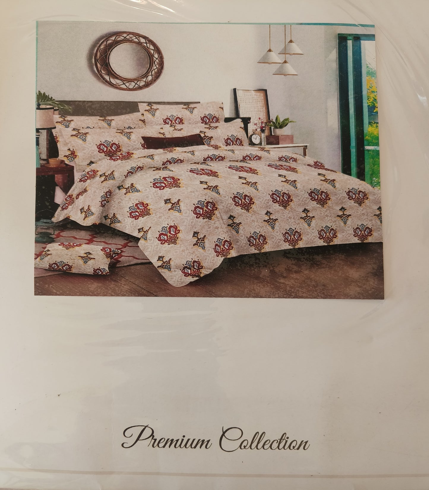 Fitted Ollive pure cotton 220*250cm double bedsheet with 46*62cm pillow cover - Pattern 6